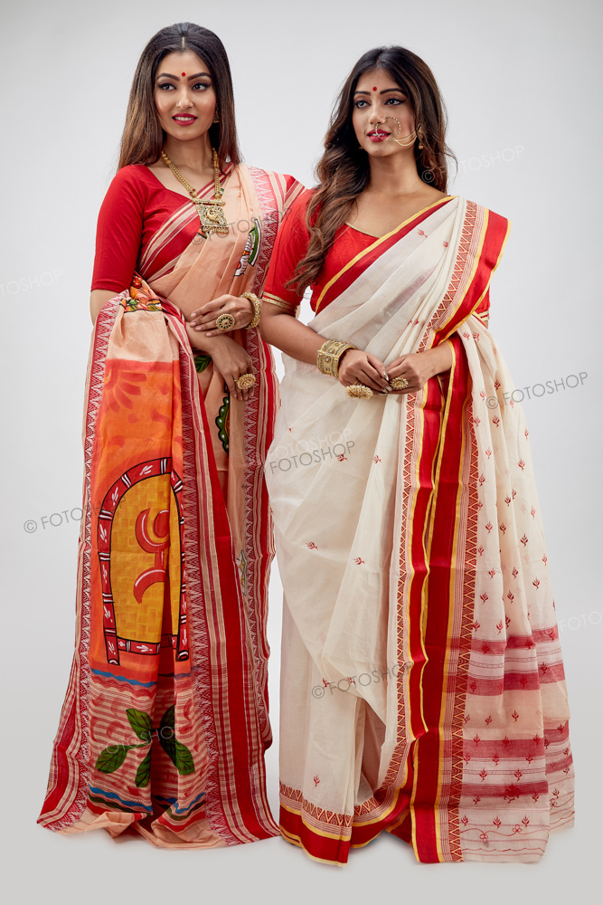 DHAKAI JAMDANI COTTON SILK KOLKATA TRADITIONAL DURGAPUJA SPECIAL SAREE  WITHOUT BLOUSE