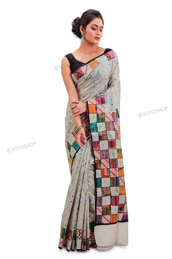 Shop Creamish Golden Banarasi Saree Online in USA |Purple Zari Border –  Pure Elegance